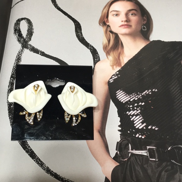 KJL rose earrings white midnight rose Vintage